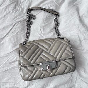 Michael Kors Gray Quilted Geometric Shoulder Bag